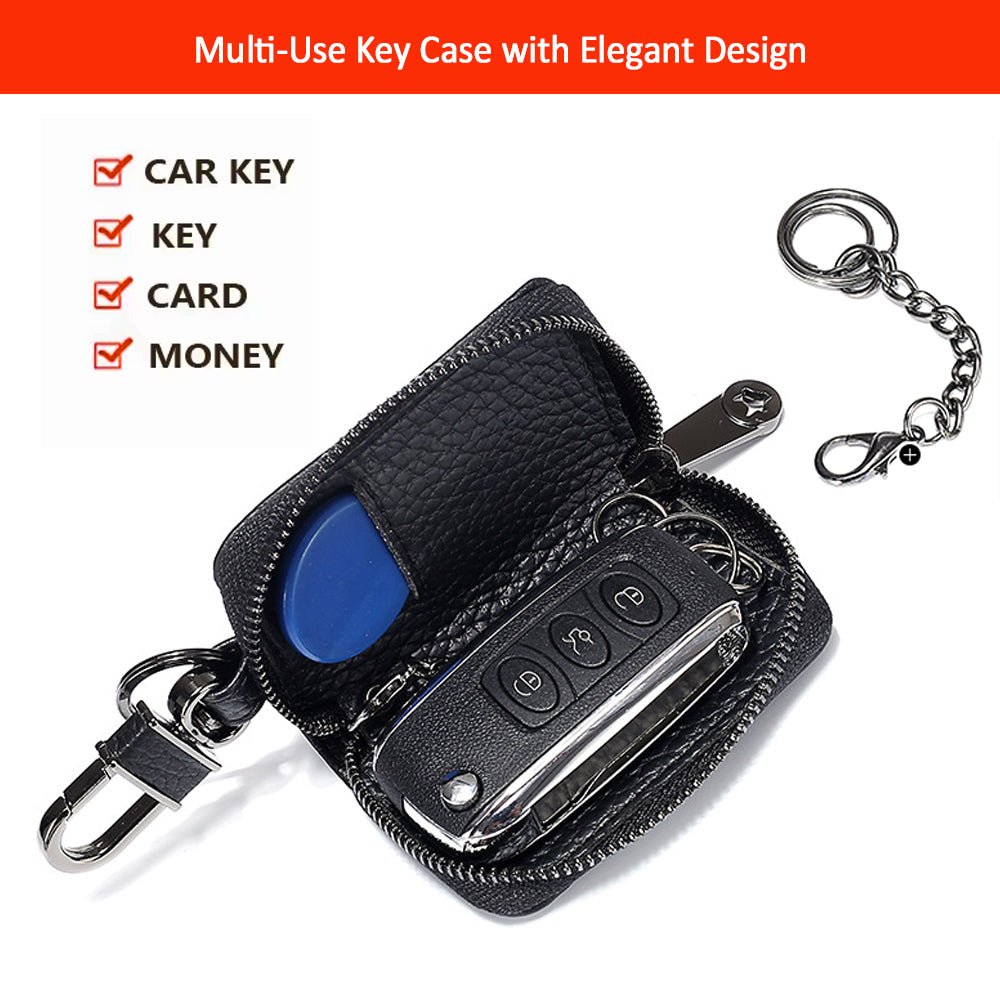 Luckybay Leather Car Key Case Holder – Compact Auto Key Fob Protector Pouch with Zipper for Smart Keys, Folding Keys, Coins – Keychain Wallet for Men & Women by Luckybay | Apparel & Accessories > Handbag & Wallet Accessories > Keychains & Keyrings | Amurx