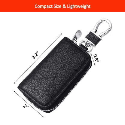 Luckybay Leather Car Key Case Holder – Compact Auto Key Fob Protector Pouch with Zipper for Smart Keys, Folding Keys, Coins – Keychain Wallet for Men & Women by Luckybay | Apparel & Accessories > Handbag & Wallet Accessories > Keychains & Keyrings | Amurx