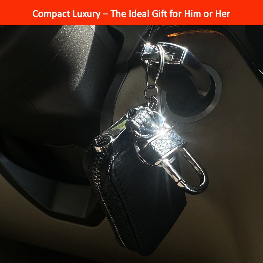 Luckybay Leather Car Key Case Holder – Compact Auto Key Fob Protector Pouch with Zipper for Smart Keys, Folding Keys, Coins – Keychain Wallet for Men & Women by Luckybay | Apparel & Accessories > Handbag & Wallet Accessories > Keychains & Keyrings | Amurx