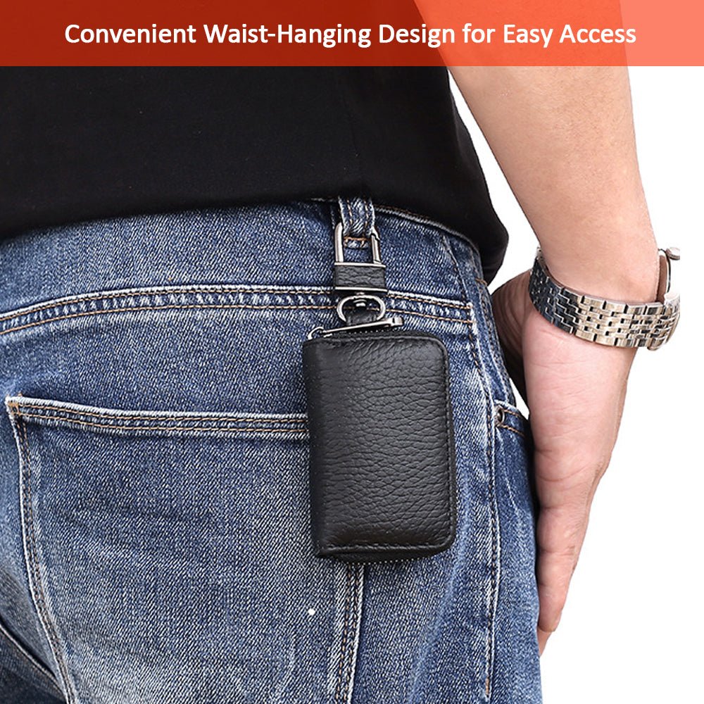 Luckybay Leather Car Key Case Holder – Compact Auto Key Fob Protector Pouch with Zipper for Smart Keys, Folding Keys, Coins – Keychain Wallet for Men & Women by Luckybay | Apparel & Accessories > Handbag & Wallet Accessories > Keychains & Keyrings | Amurx