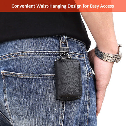 Luckybay Leather Car Key Case Holder – Compact Auto Key Fob Protector Pouch with Zipper for Smart Keys, Folding Keys, Coins – Keychain Wallet for Men & Women by Luckybay | Apparel & Accessories > Handbag & Wallet Accessories > Keychains & Keyrings | Amurx
