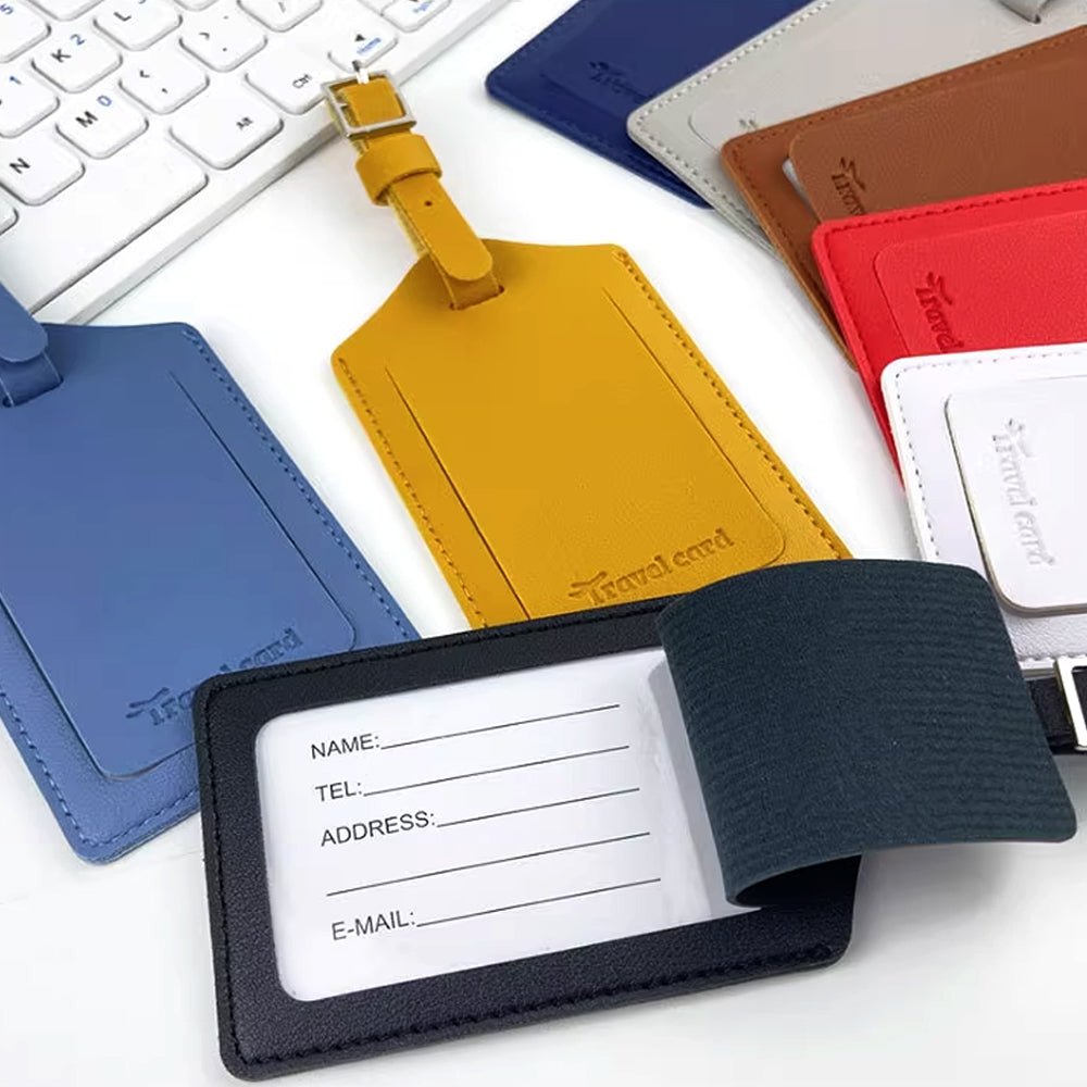 Luckybay Luggage Tags – 2 Pack PU Leather Bag Tags with Privacy Flap, Extended Strap & Dual - Sided Info Card – Durable Travel Accessories for Suitcases by Luckybay | Luggage & Bags > Luggage Accessories > Luggage Tags | Amurx