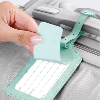 Luckybay Luggage Tags – 2 Pack PU Leather Bag Tags with Privacy Flap, Extended Strap & Dual - Sided Info Card – Durable Travel Accessories for Suitcases by Luckybay | Luggage & Bags > Luggage Accessories > Luggage Tags | Amurx