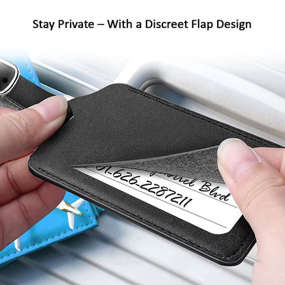 Luckybay Luggage Tags – 2 Pack PU Leather Bag Tags with Privacy Flap, Extended Strap & Dual - Sided Info Card – Durable Travel Accessories for Suitcases by Luckybay | Luggage & Bags > Luggage Accessories > Luggage Tags | Amurx