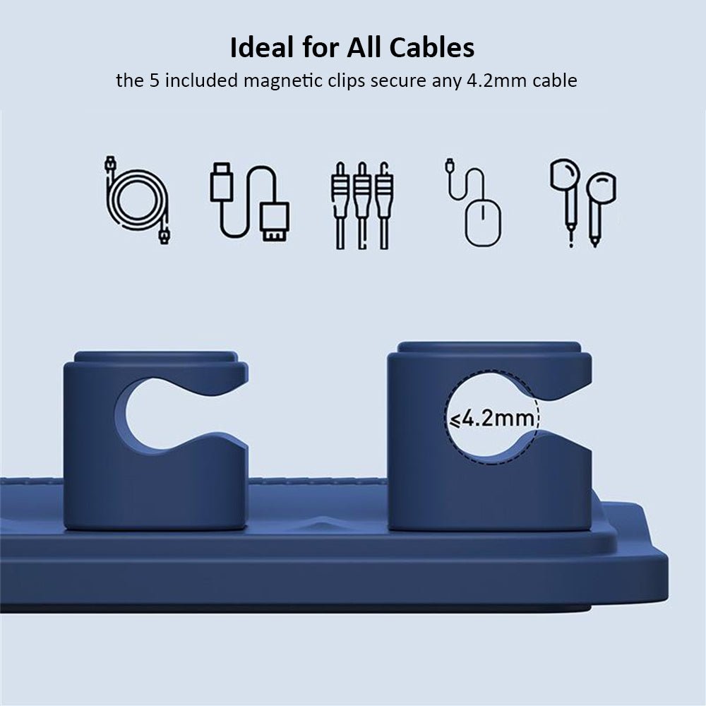 Luckybay Magnetic Cable Holder – 5 Clip Cord Organizer for USB - C, Lightning, Micro USB & Audio Cables with Strong Adhesive for Desk & Office by Luckybay | Electronics > Electronics Accessories > Cable Management | Amurx