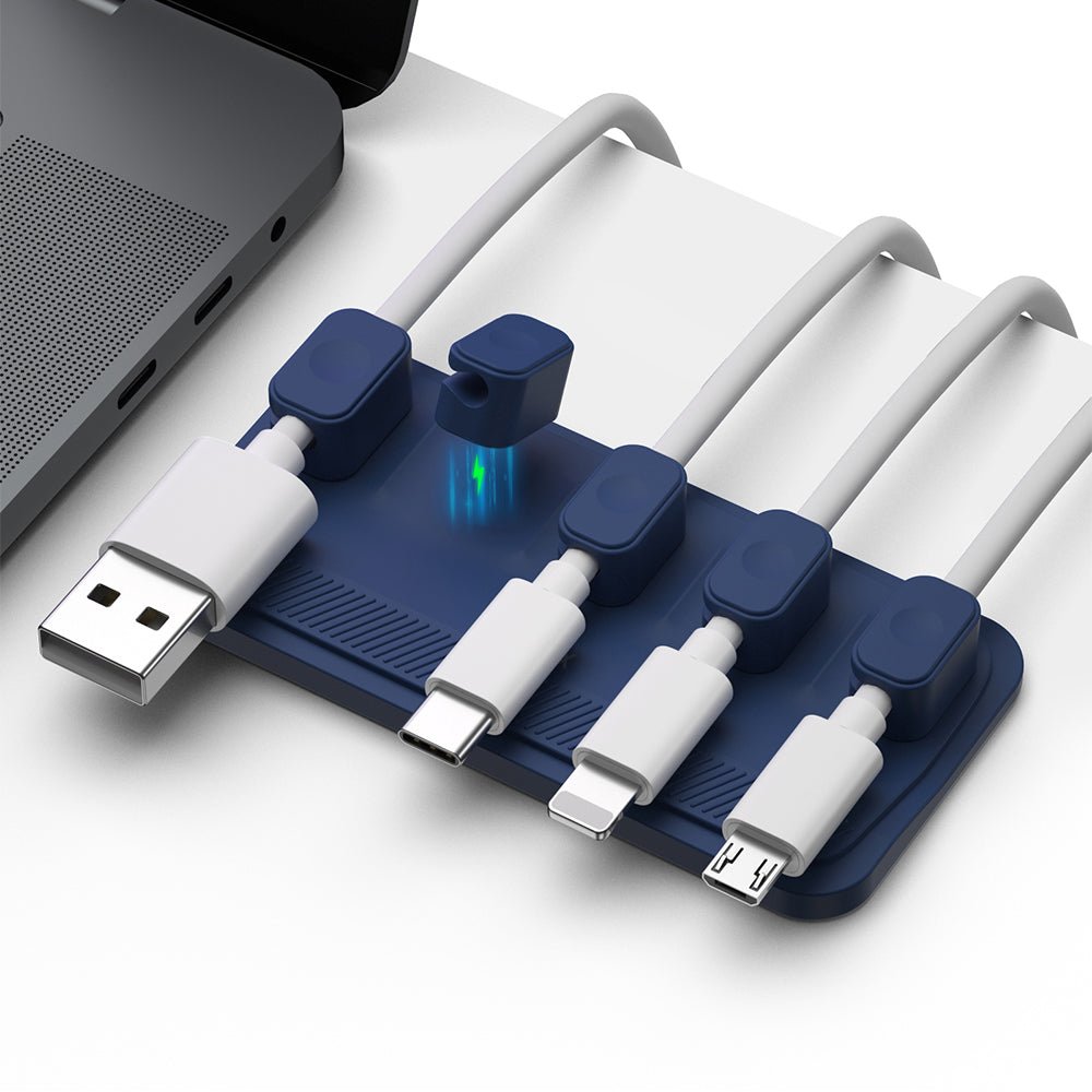 Luckybay Magnetic Cable Holder – 5 Clip Cord Organizer for USB - C, Lightning, Micro USB & Audio Cables with Strong Adhesive for Desk & Office by Luckybay | Electronics > Electronics Accessories > Cable Management | Amurx