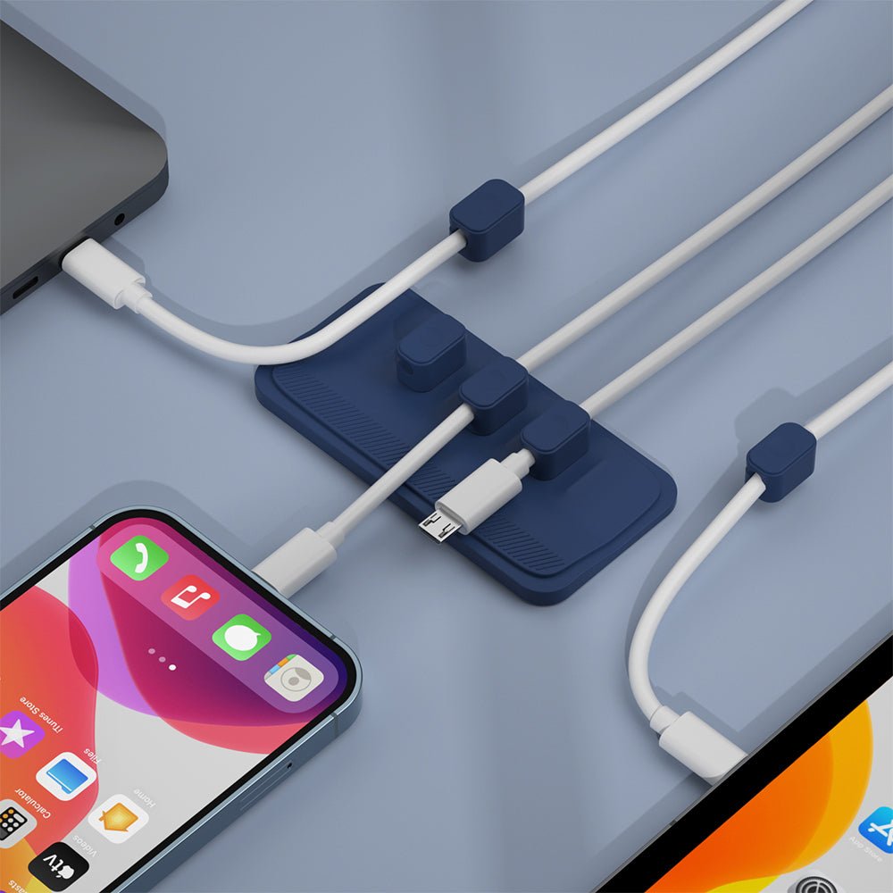 Luckybay Magnetic Cable Holder – 5 Clip Cord Organizer for USB - C, Lightning, Micro USB & Audio Cables with Strong Adhesive for Desk & Office by Luckybay | Electronics > Electronics Accessories > Cable Management | Amurx
