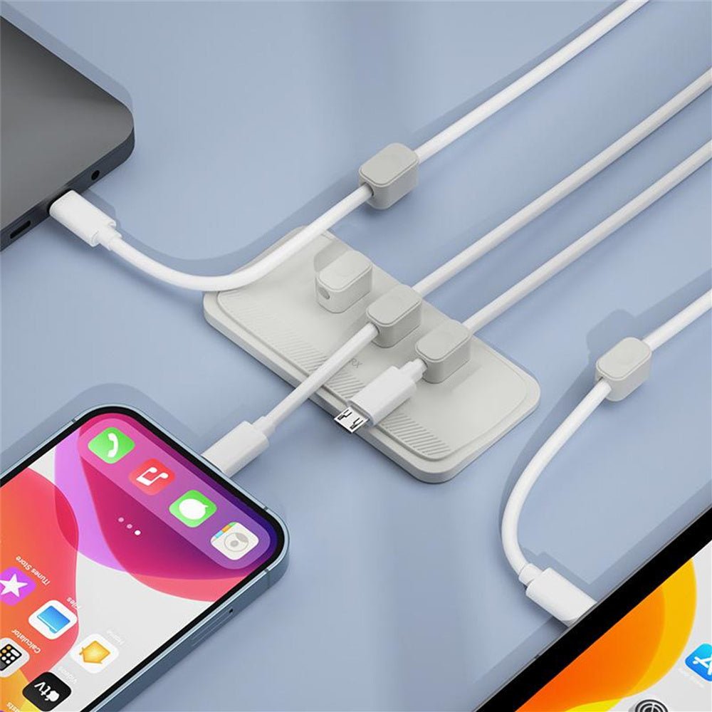 Luckybay Magnetic Cable Holder – 5 Clip Cord Organizer for USB - C, Lightning, Micro USB & Audio Cables with Strong Adhesive for Desk & Office by Luckybay | Electronics > Electronics Accessories > Cable Management | Amurx