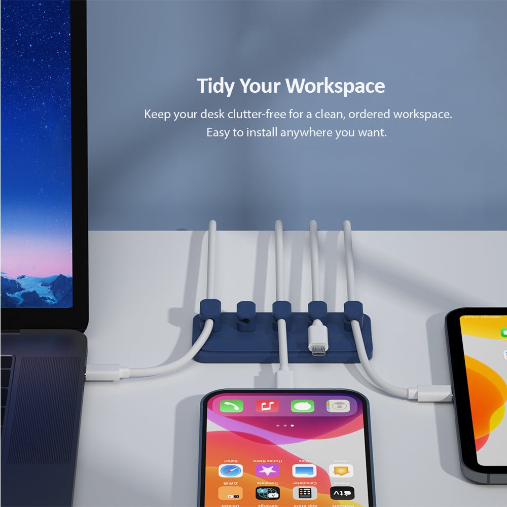 Luckybay Magnetic Cable Holder – 5 Clip Cord Organizer for USB - C, Lightning, Micro USB & Audio Cables with Strong Adhesive for Desk & Office by Luckybay | Electronics > Electronics Accessories > Cable Management | Amurx