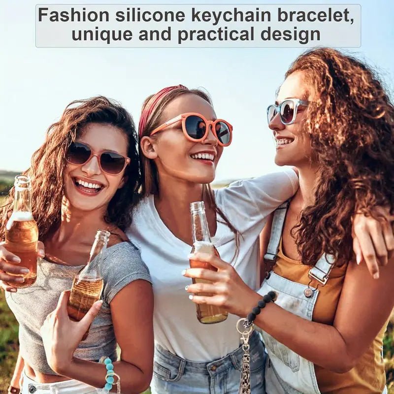 Luckybay Silicone Beaded Keychain Bracelet for Women – Stylish Car Key Ring Wristlet with Tassel, Waterproof, Lightweight & Comfortable by Luckybay | Apparel & Accessories > Handbag & Wallet Accessories > Keychains & Keyrings | Amurx