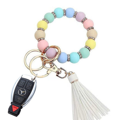 Luckybay Silicone Beaded Keychain Bracelet for Women – Stylish Car Key Ring Wristlet with Tassel, Waterproof, Lightweight & Comfortable by Luckybay | Apparel & Accessories > Handbag & Wallet Accessories > Keychains & Keyrings | Amurx