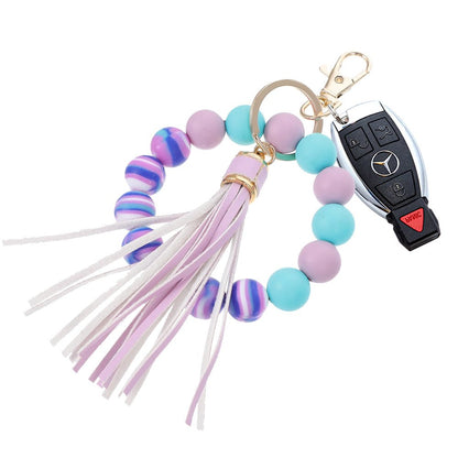 Luckybay Silicone Beaded Keychain Bracelet for Women – Stylish Car Key Ring Wristlet with Tassel, Waterproof, Lightweight & Comfortable by Luckybay | Apparel & Accessories > Handbag & Wallet Accessories > Keychains & Keyrings | Amurx