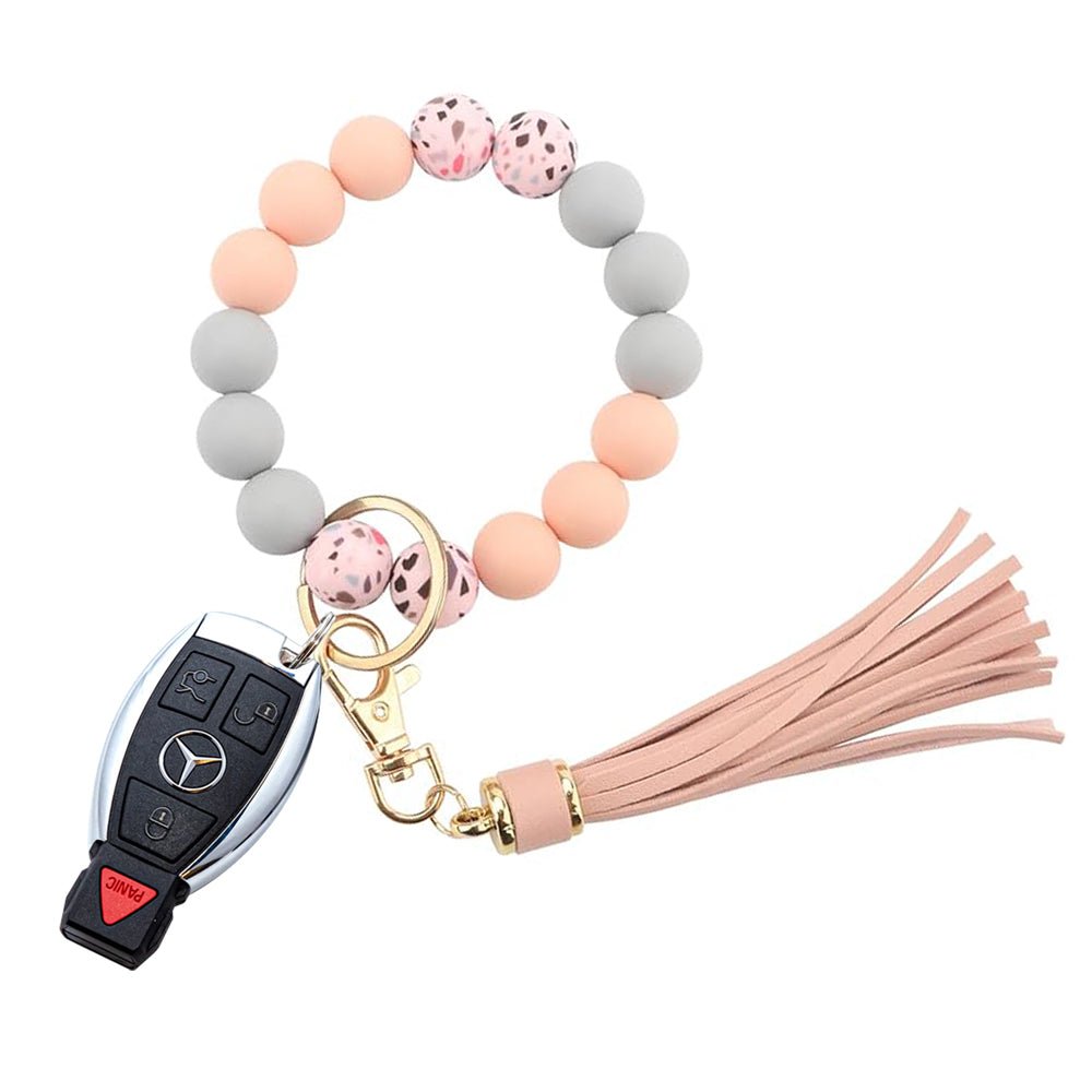 Luckybay Silicone Beaded Keychain Bracelet for Women – Stylish Car Key Ring Wristlet with Tassel, Waterproof, Lightweight & Comfortable by Luckybay | Apparel & Accessories > Handbag & Wallet Accessories > Keychains & Keyrings | Amurx