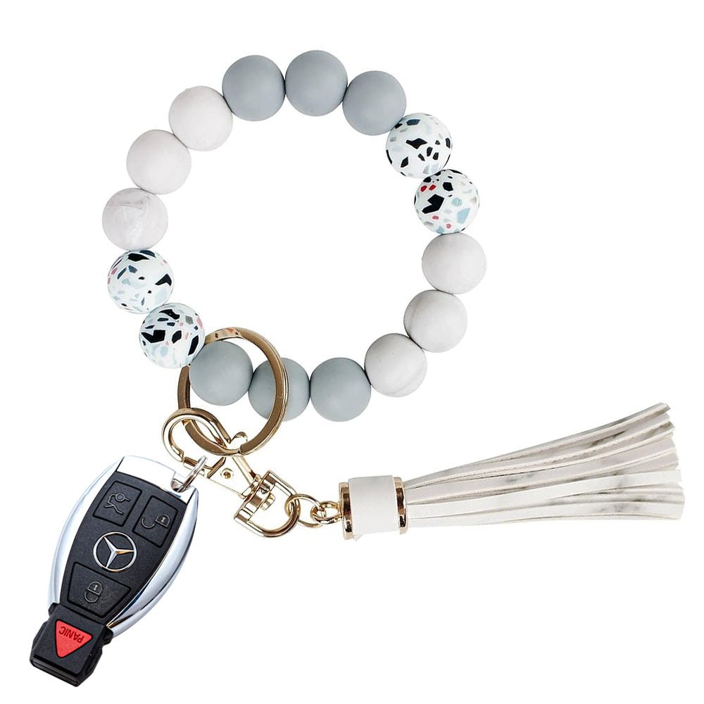 Luckybay Silicone Beaded Keychain Bracelet for Women – Stylish Car Key Ring Wristlet with Tassel, Waterproof, Lightweight & Comfortable by Luckybay | Apparel & Accessories > Handbag & Wallet Accessories > Keychains & Keyrings | Amurx