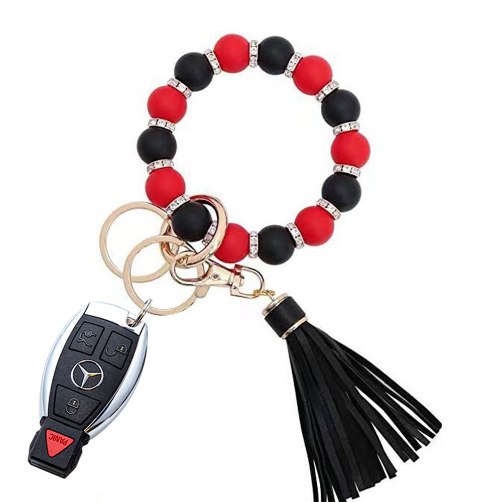 Luckybay Silicone Beaded Keychain Bracelet for Women – Stylish Car Key Ring Wristlet with Tassel, Waterproof, Lightweight & Comfortable by Luckybay | Apparel & Accessories > Handbag & Wallet Accessories > Keychains & Keyrings | Amurx