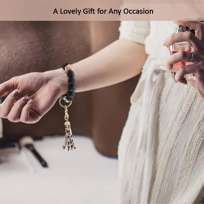 Luckybay Silicone Beaded Keychain Bracelet for Women – Stylish Car Key Ring Wristlet with Tassel, Waterproof, Lightweight & Comfortable by Luckybay | Apparel & Accessories > Handbag & Wallet Accessories > Keychains & Keyrings | Amurx