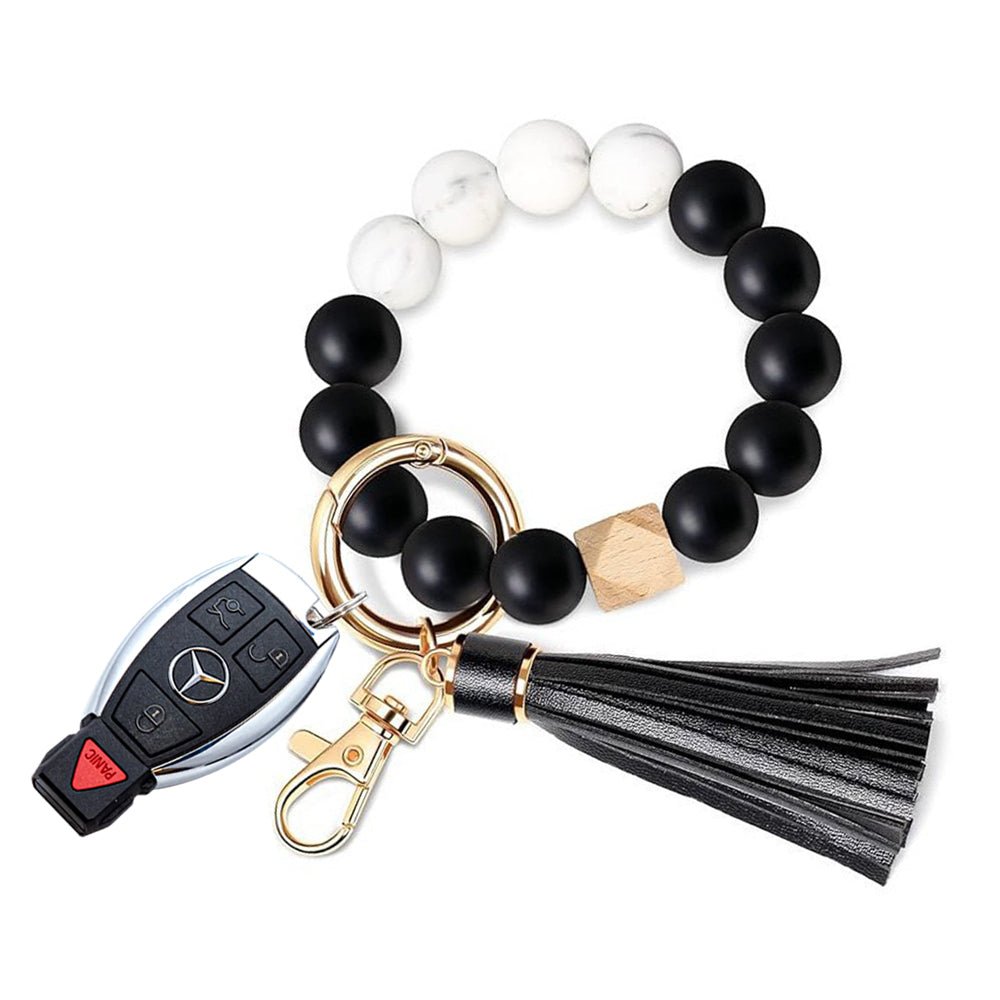 Luckybay Silicone Beaded Keychain Bracelet for Women – Stylish Car Key Ring Wristlet with Tassel, Waterproof, Lightweight & Comfortable by Luckybay | Apparel & Accessories > Handbag & Wallet Accessories > Keychains & Keyrings | Amurx