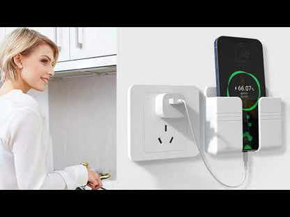 Luckybay D1 Wall Mount Phone Holder – Adhesive Phone Stand with Cable Slot for Shower, Charging, RV – Compatible with iPhone, Smartphones & TV Remotes