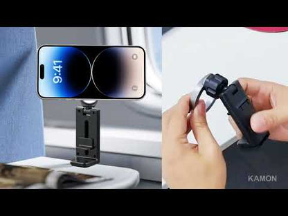 Kamon Magnetic Airplane Phone Holder Mount – Hands-Free Travel Stand for iPhone 16 Pro Max with MagSafe Case – Essential Phone Mount for Flight Use